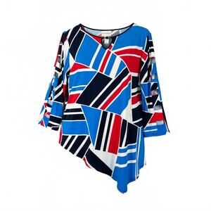 Alfred Dunner Women's‎ Colorblock Asymmetric Hem Top Size L